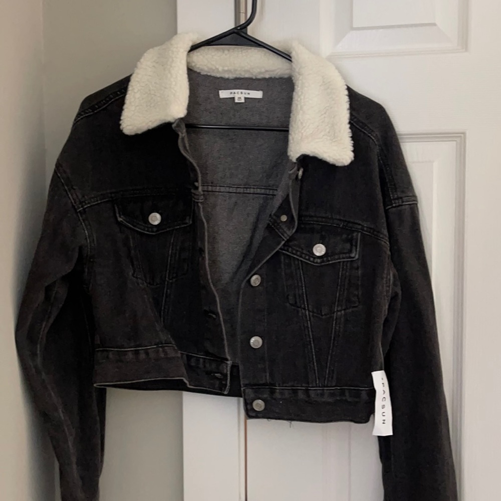 XS black denim with Sherpa lining jacket